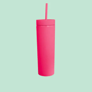 SKINNY TUMBLER MATTE DE PLÁSTICO CON POPOTE 16oz