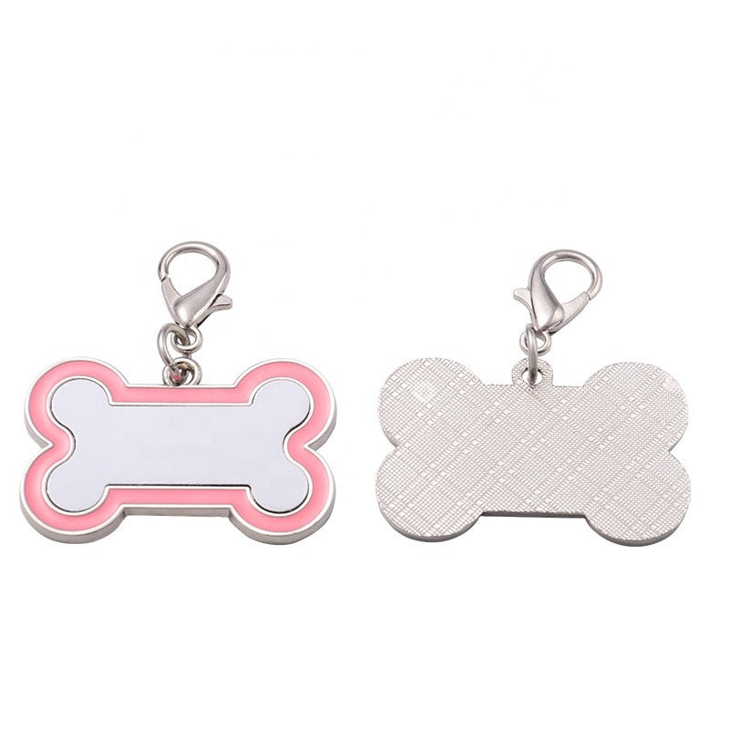 DIJE HUESO DE METAL/COLOR PARA MASCOTAS 4.5cm x 2.8cm SUBLIMABLE