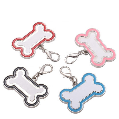 DIJE HUESO DE METAL/COLOR PARA MASCOTAS 4.5cm x 2.8cm SUBLIMABLE