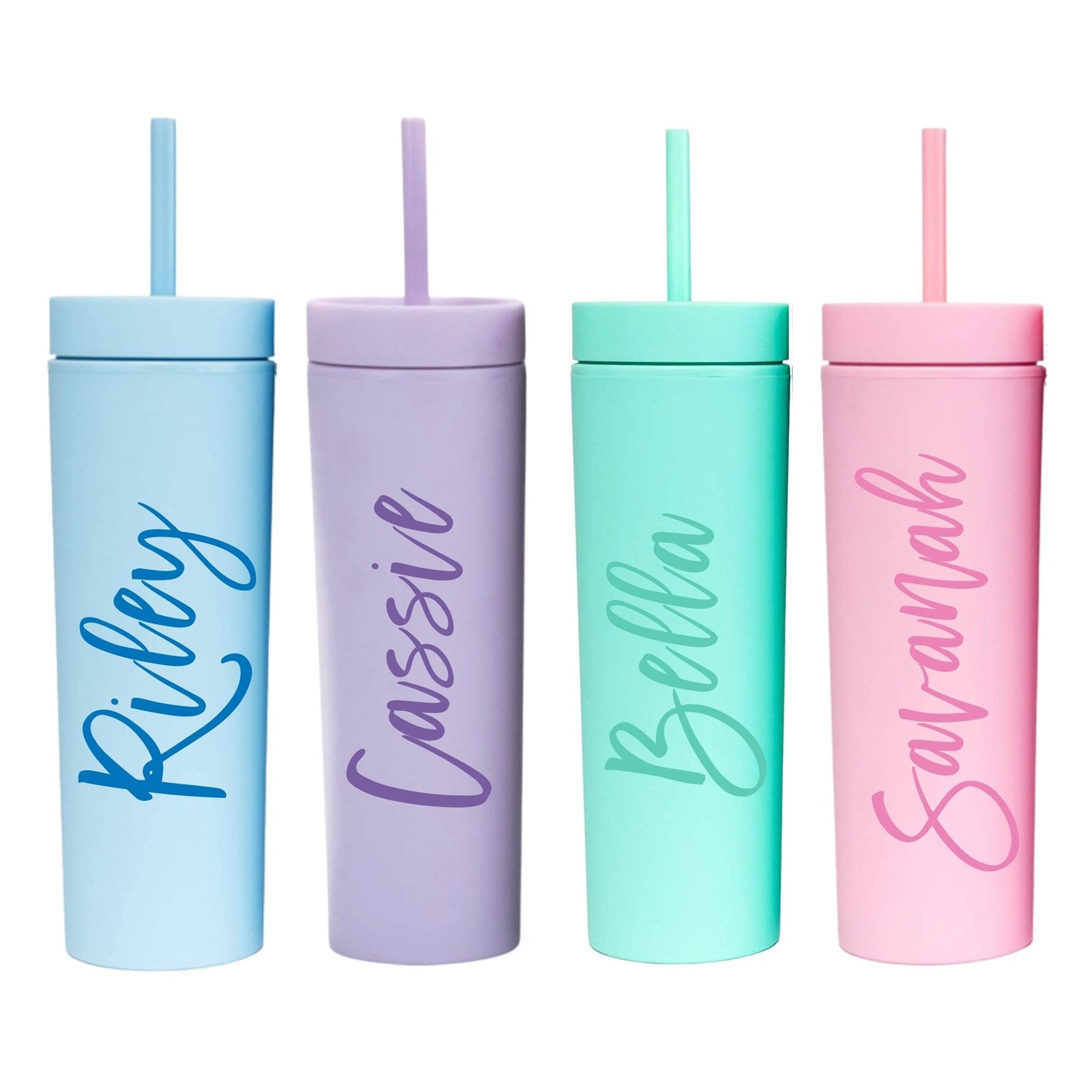 SKINNY TUMBLER MATTE DE PLÁSTICO CON POPOTE 16oz